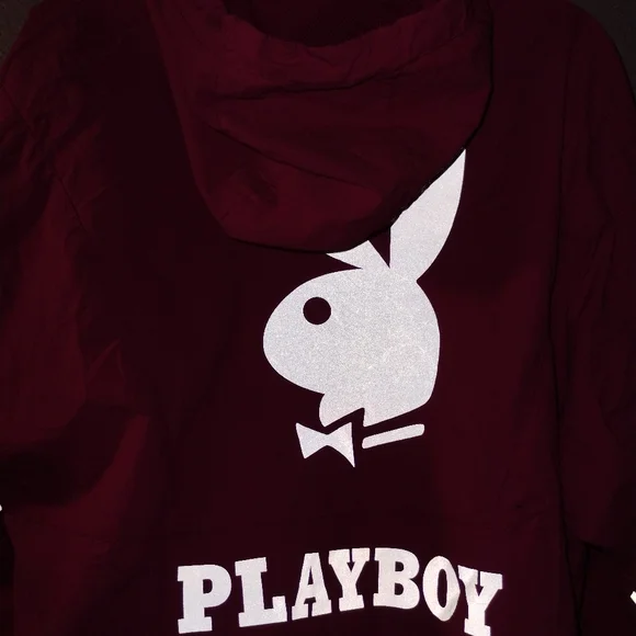 PLAYBOY by PACSUN Hot Pink Hoodie Nylon Poly size Small Reflective Logo - Picture 17 of 17